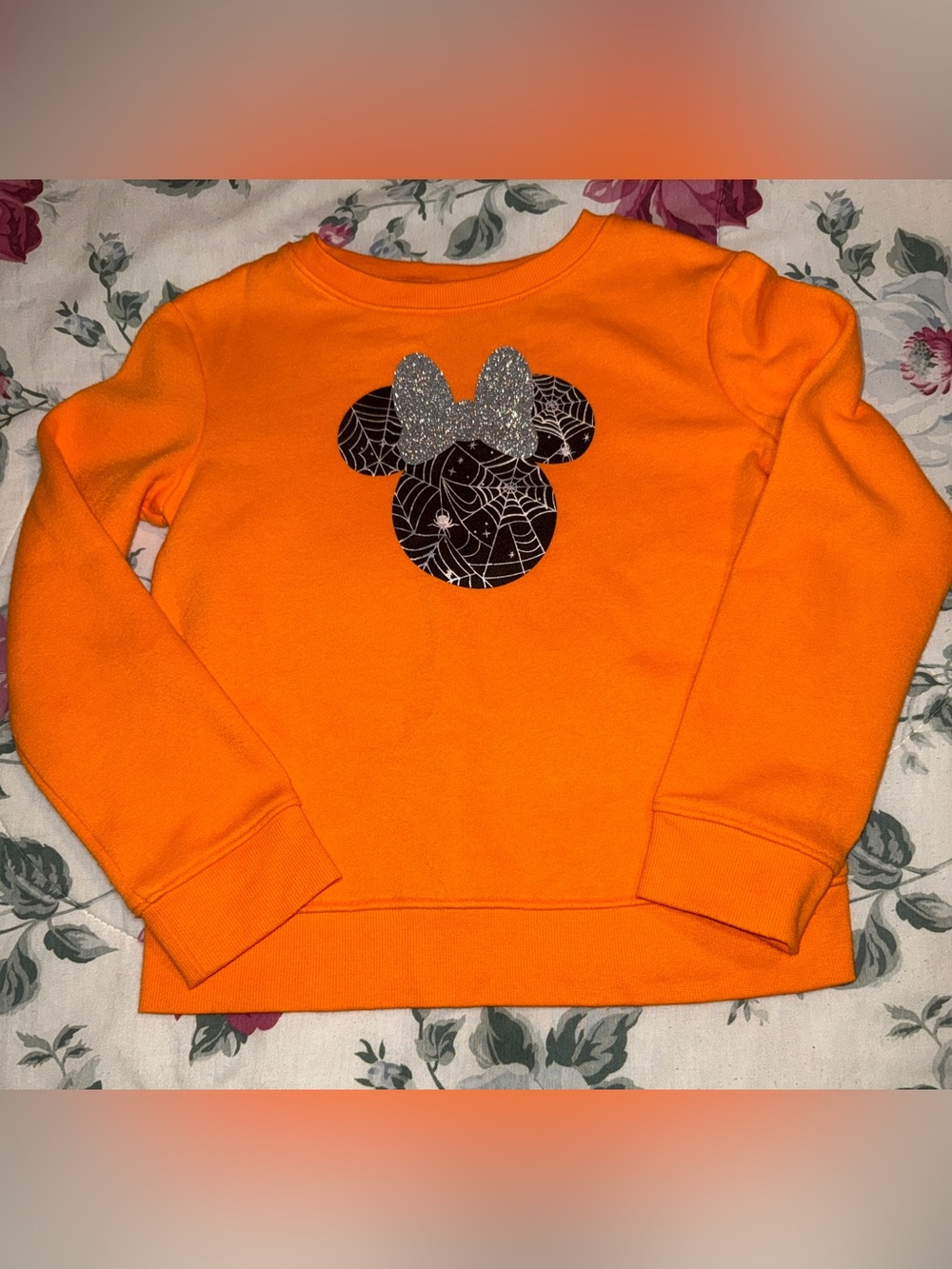 Disney Orange Halloween Minnie Mouse Spiderweb Sweatshirt Jumping Beans Sz6 NWOT